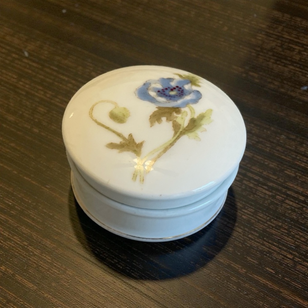 Vintage Porcelain Trinket Box Limoges France with Hand painted motif.